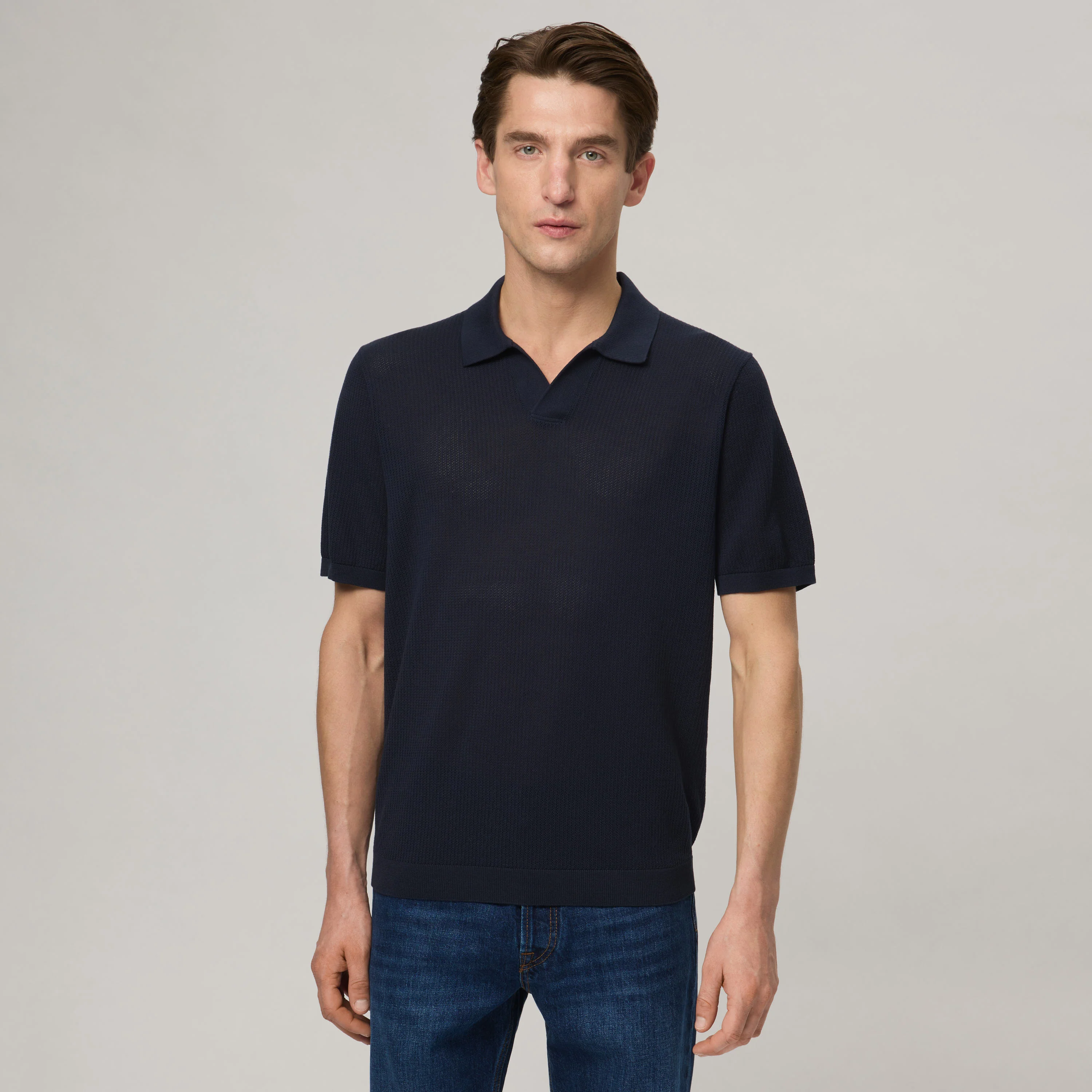 Men's Mercerized Cotton Pointelle Polo - Image 10
