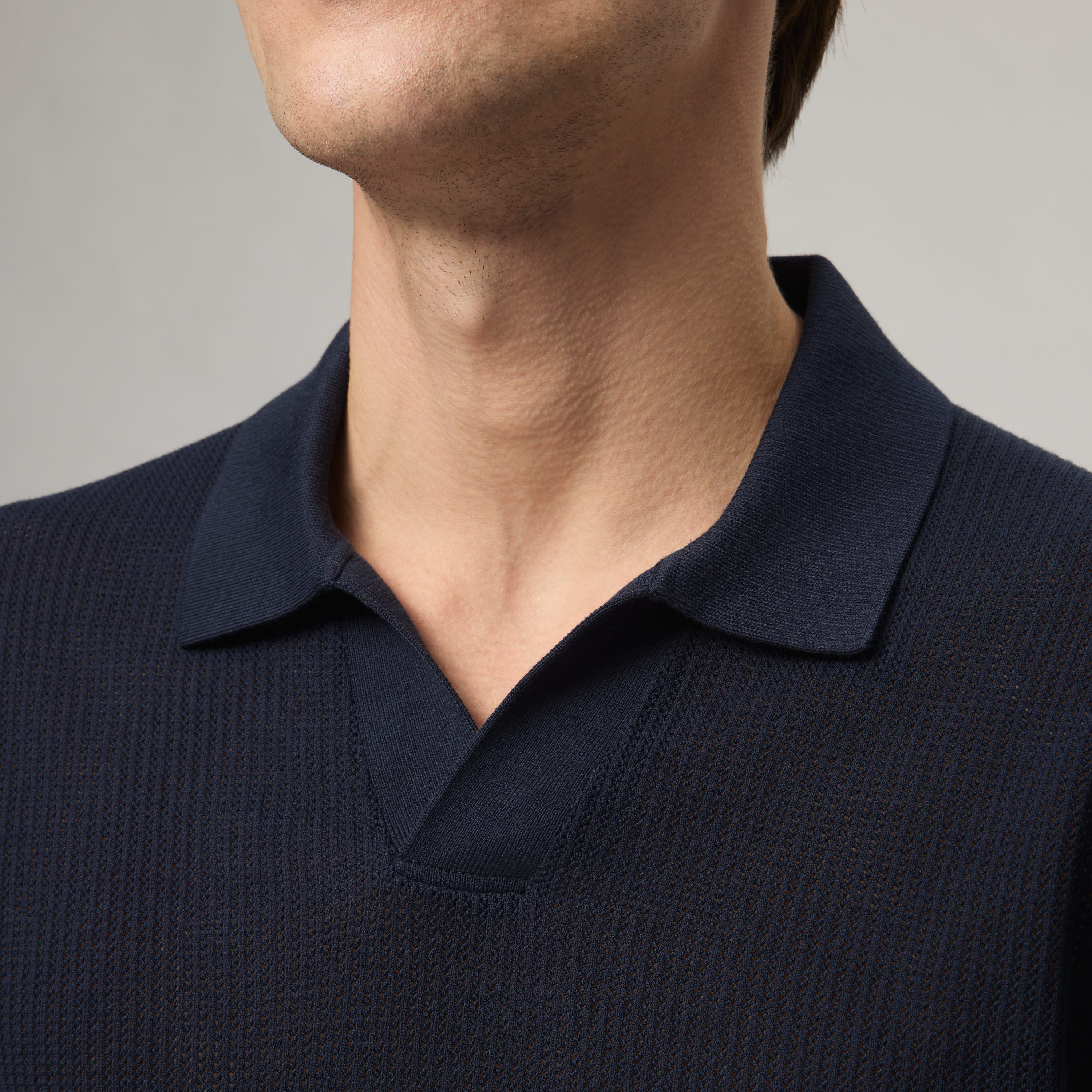 Men's Mercerized Cotton Pointelle Polo - Image 11