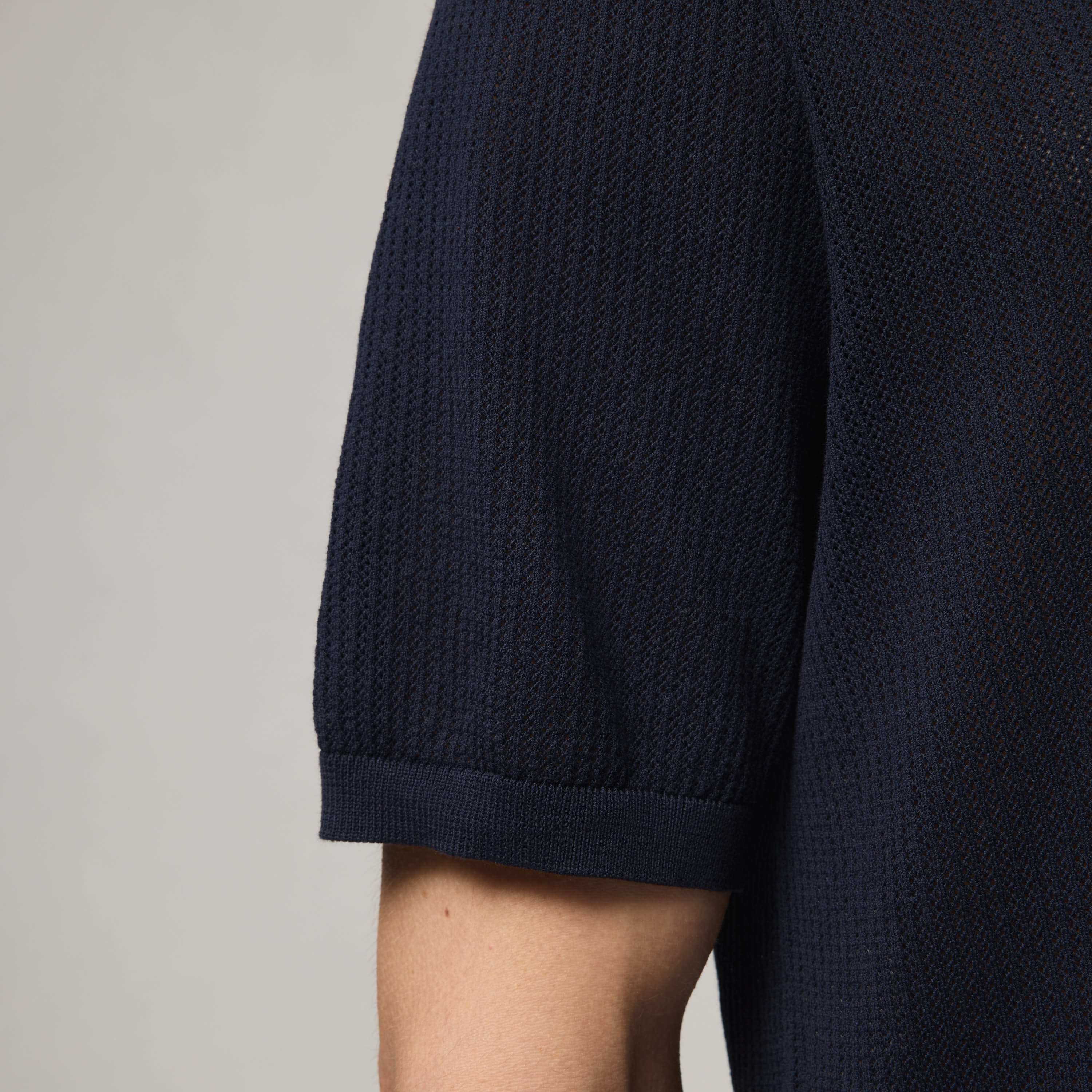 Men's Mercerized Cotton Pointelle Polo - Image 12