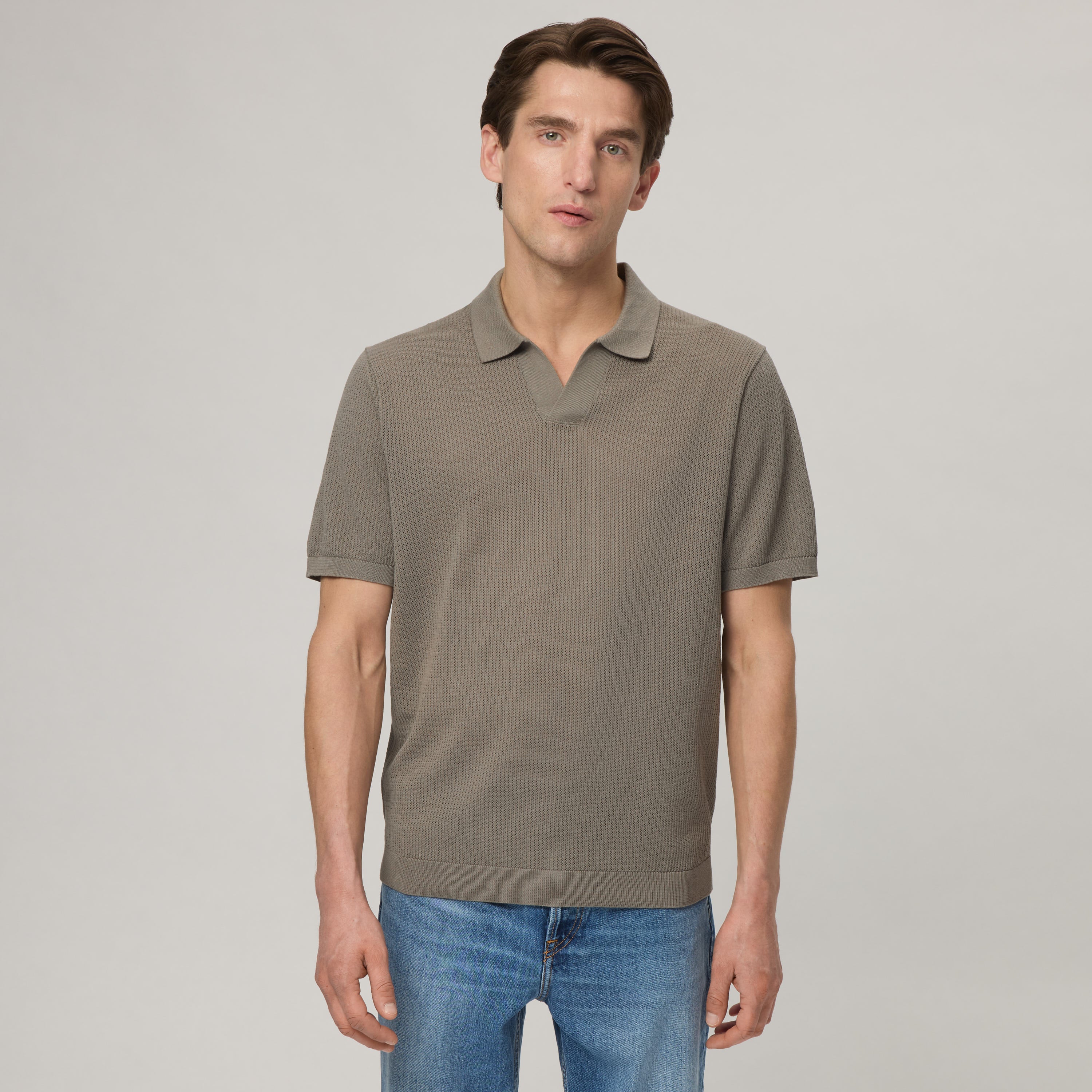 Men's Mercerized Cotton Pointelle Polo - Image 3