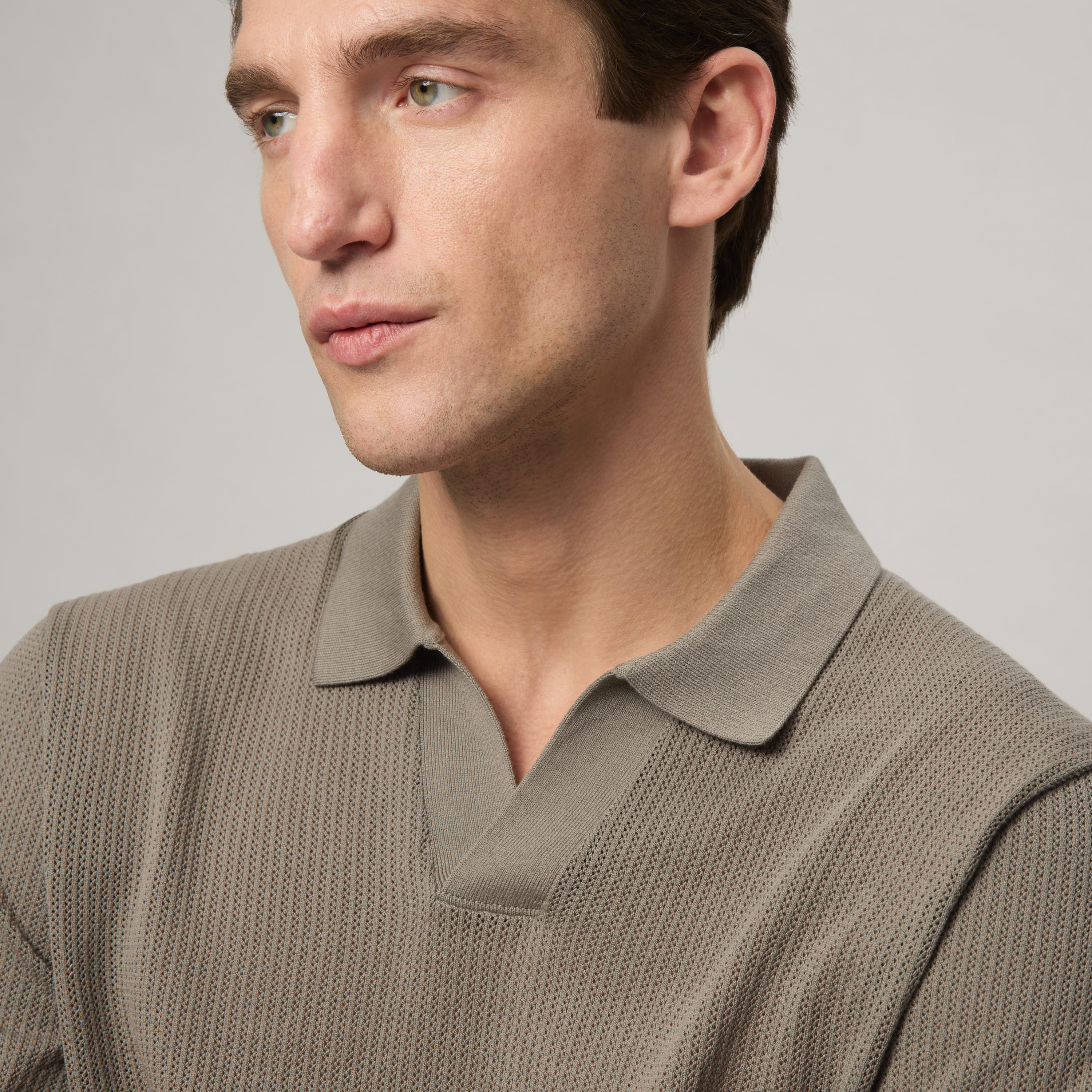 Men's Mercerized Cotton Pointelle Polo - Image 4
