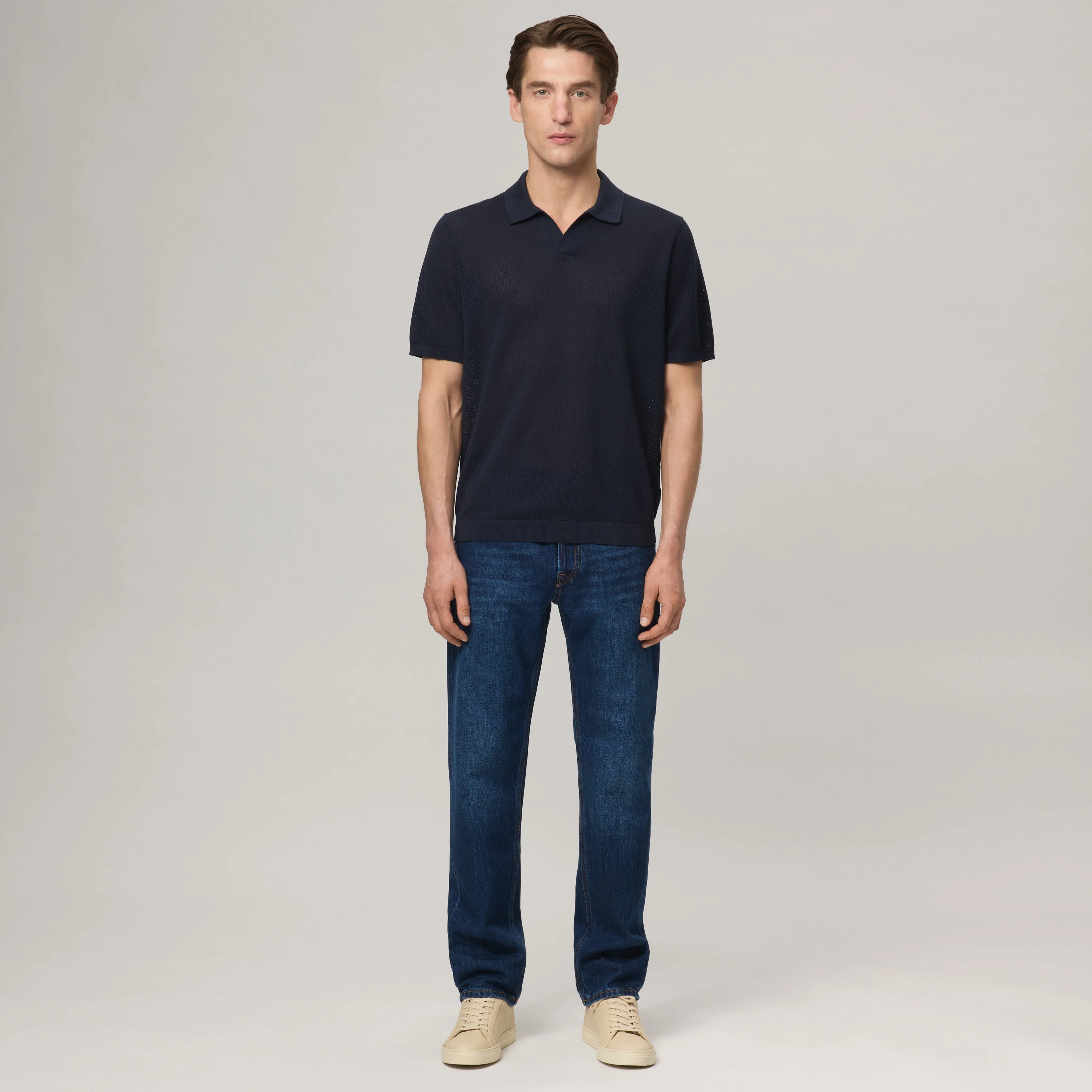 Men's Mercerized Cotton Pointelle Polo - Image 9