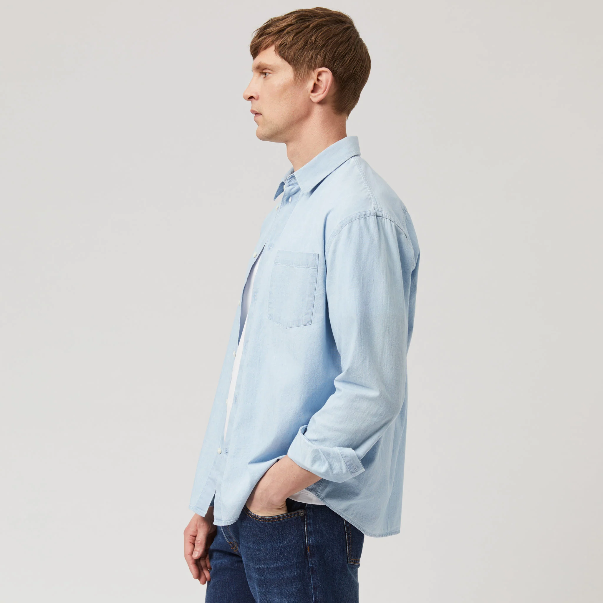 Men's Relaxed Cotton-Chambray Shirt - Image 5