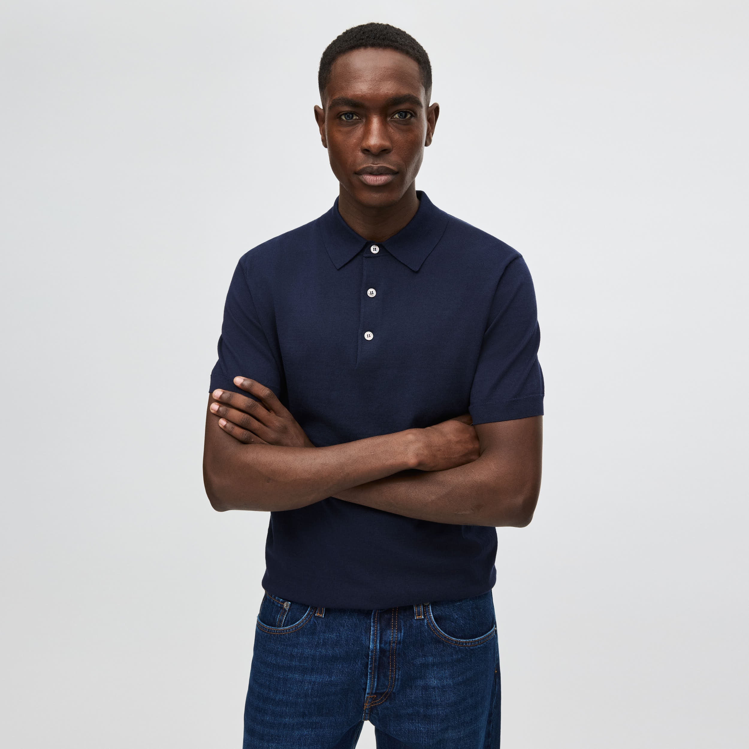 Men's Silk-Cotton Short Sleeve Polo - Image 3