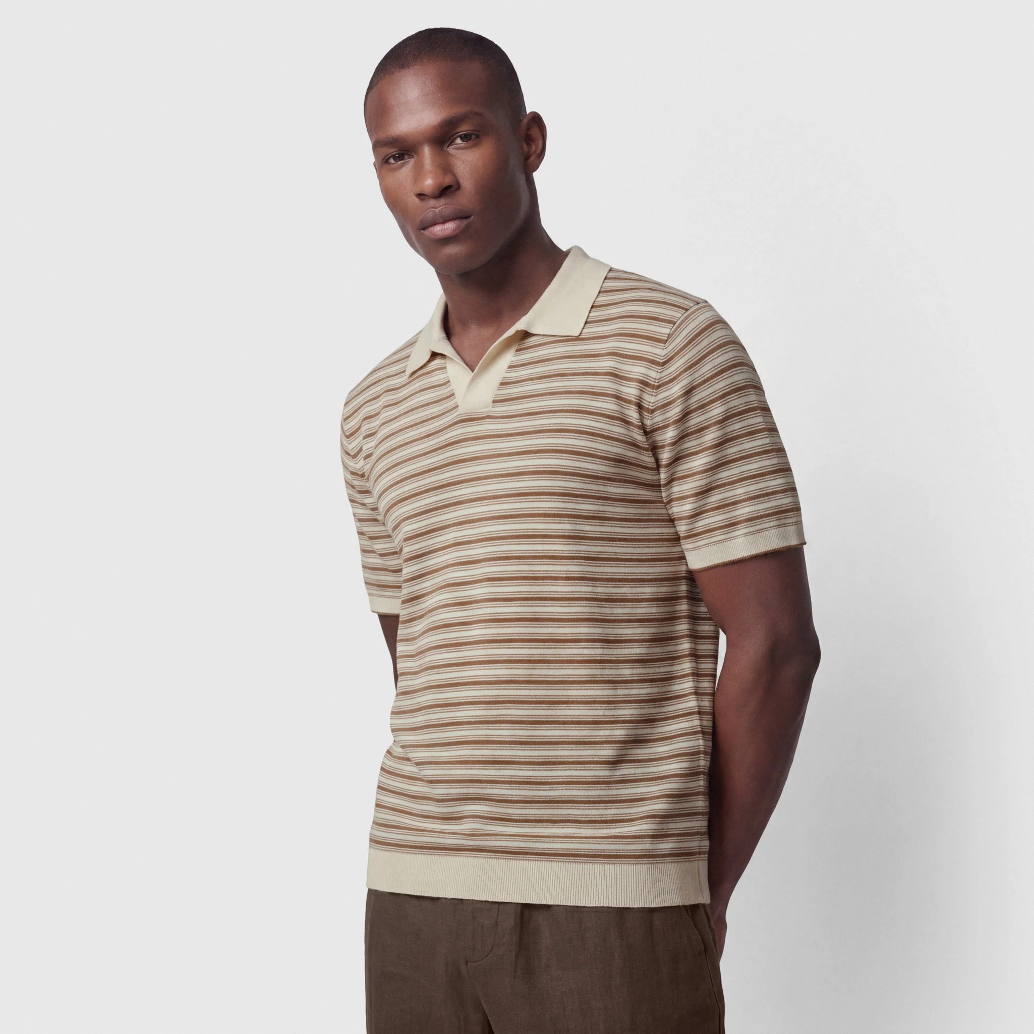 Men's Silk-Linen Striped Polo - Image 3