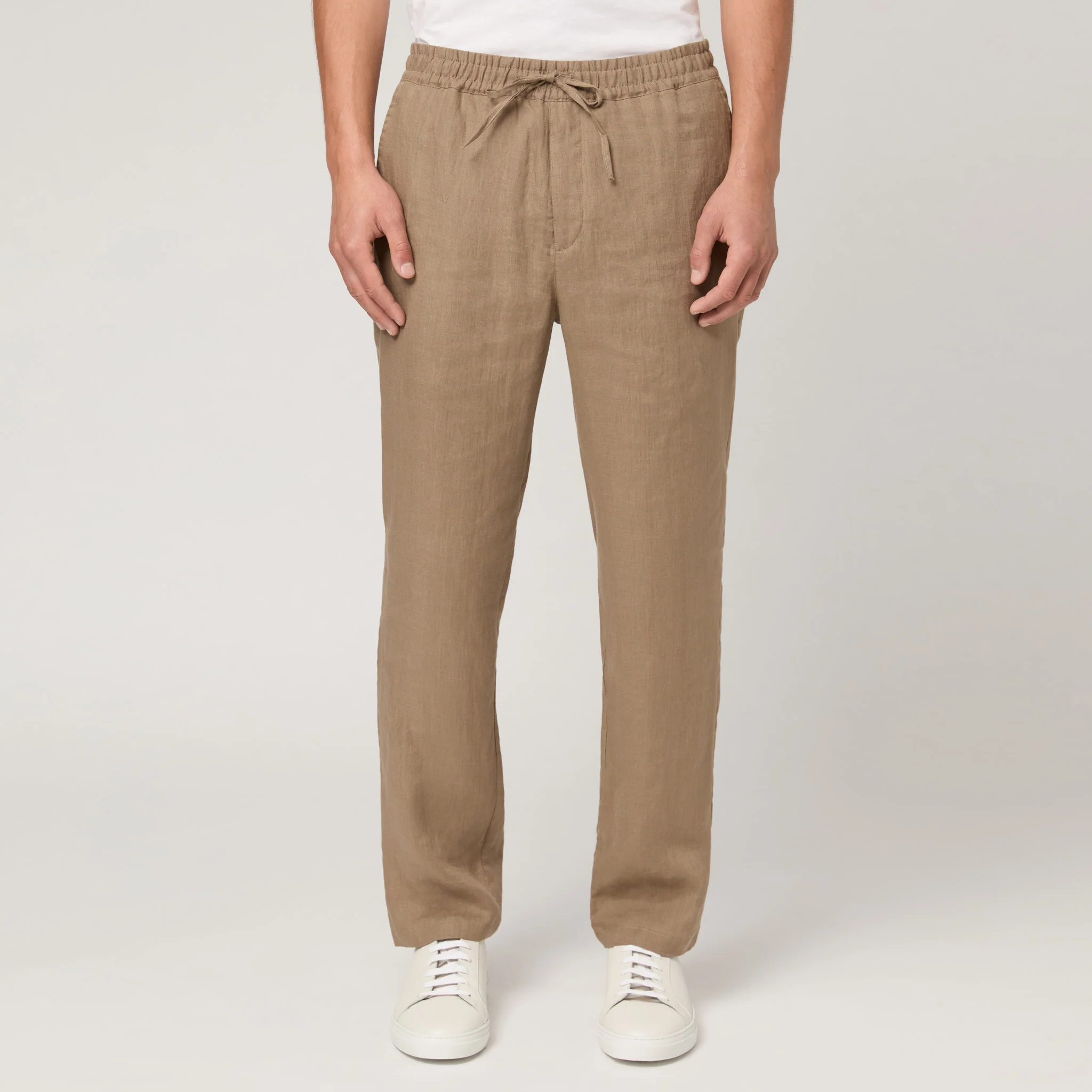 Men's Straight Leg Linen Drawstring Trousers - Image 3