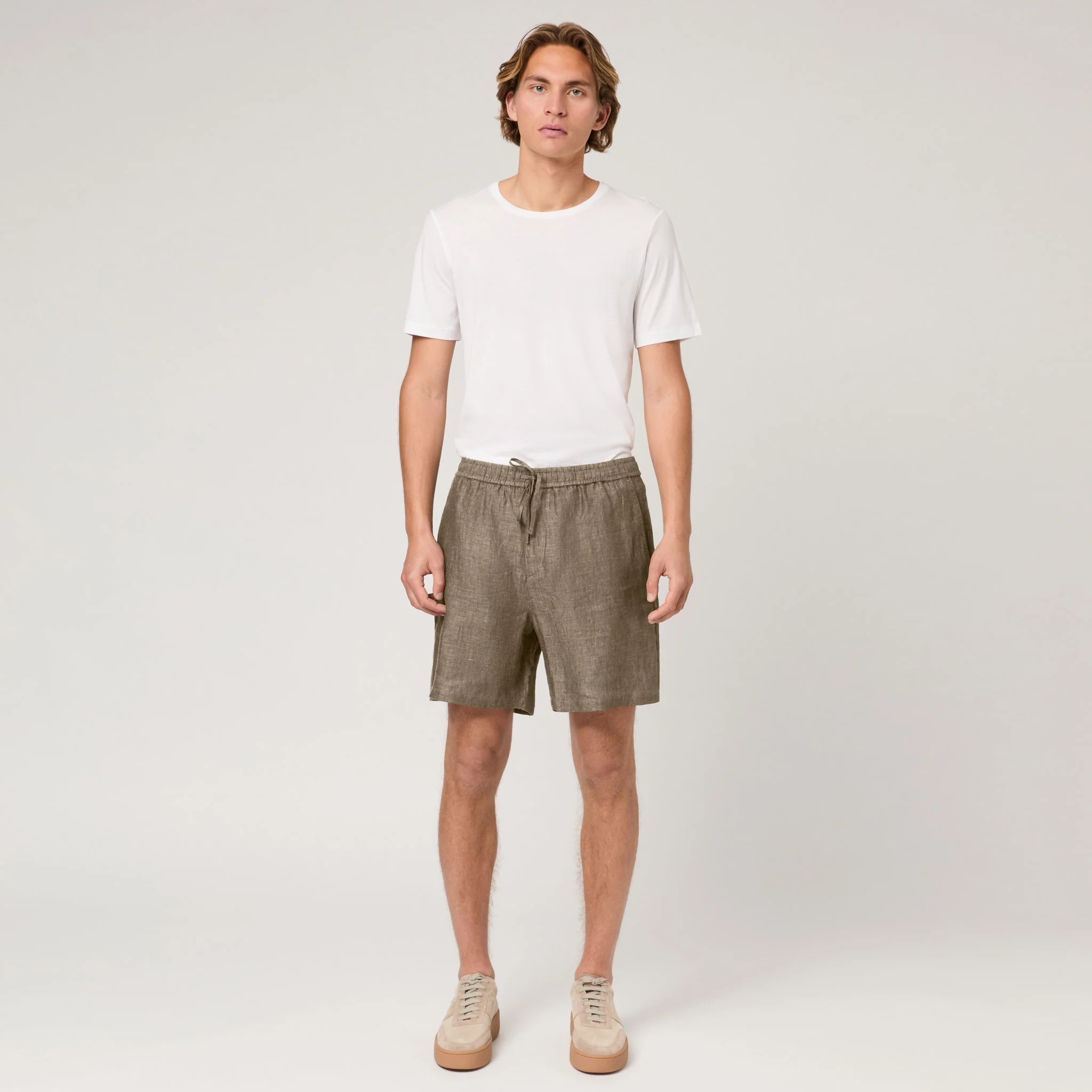Men's Straight Leg Linen Drawstring Shorts - Image 2