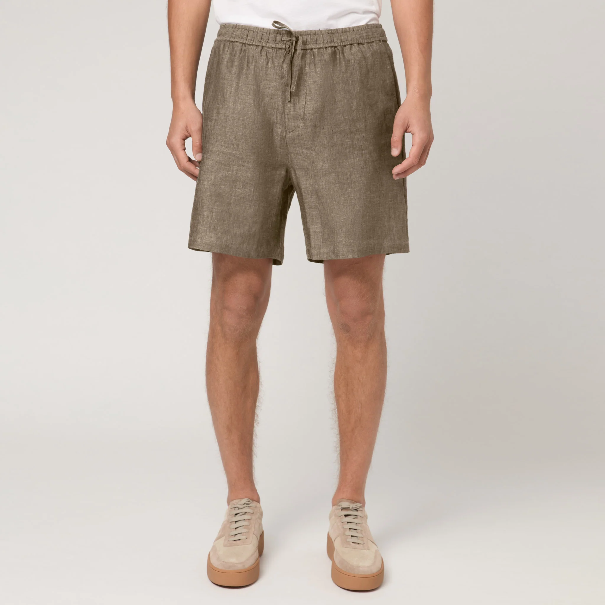 Men's Straight Leg Linen Drawstring Shorts - Image 3