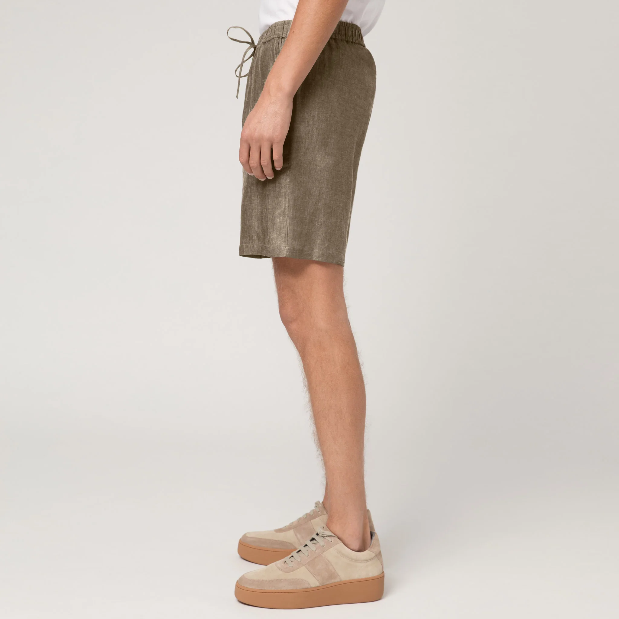 Men's Straight Leg Linen Drawstring Shorts - Image 4