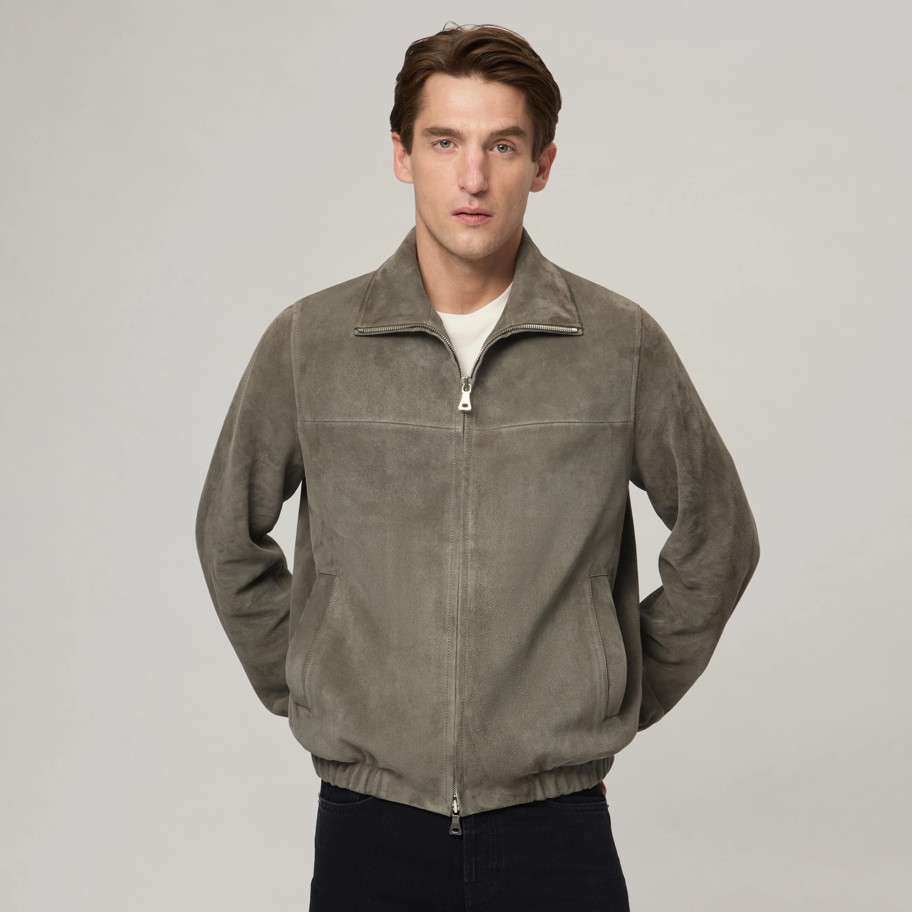 Men's Suede Bomber Jacket - Image 3