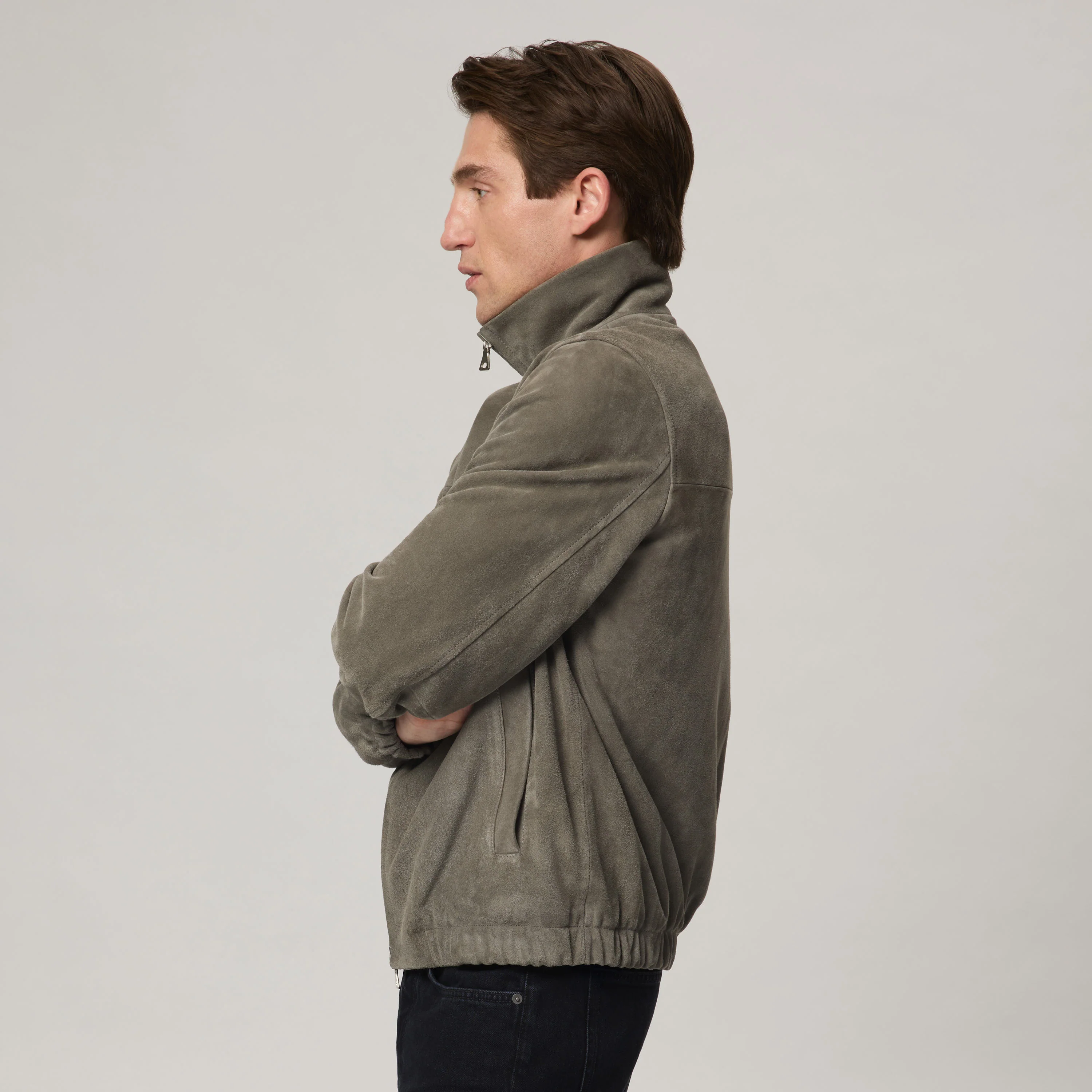 Men's Suede Bomber Jacket - Image 4