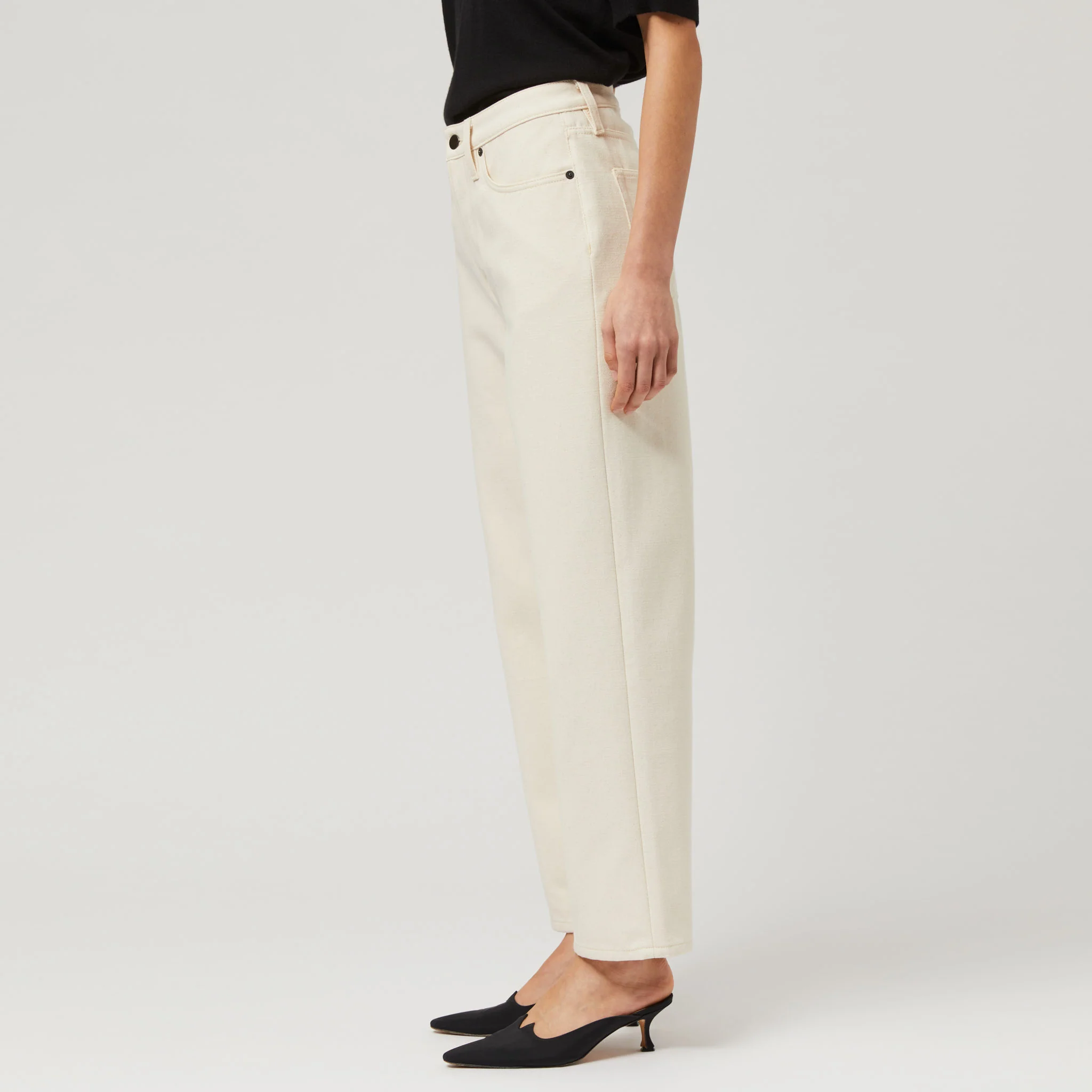 Women's High-Waisted Ecru Denim Trousers - Image 4