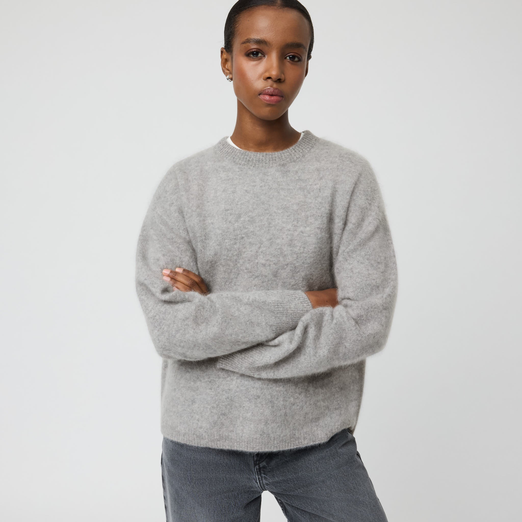 Women's Brushed Cashmere Crewneck Sweater - Image 3