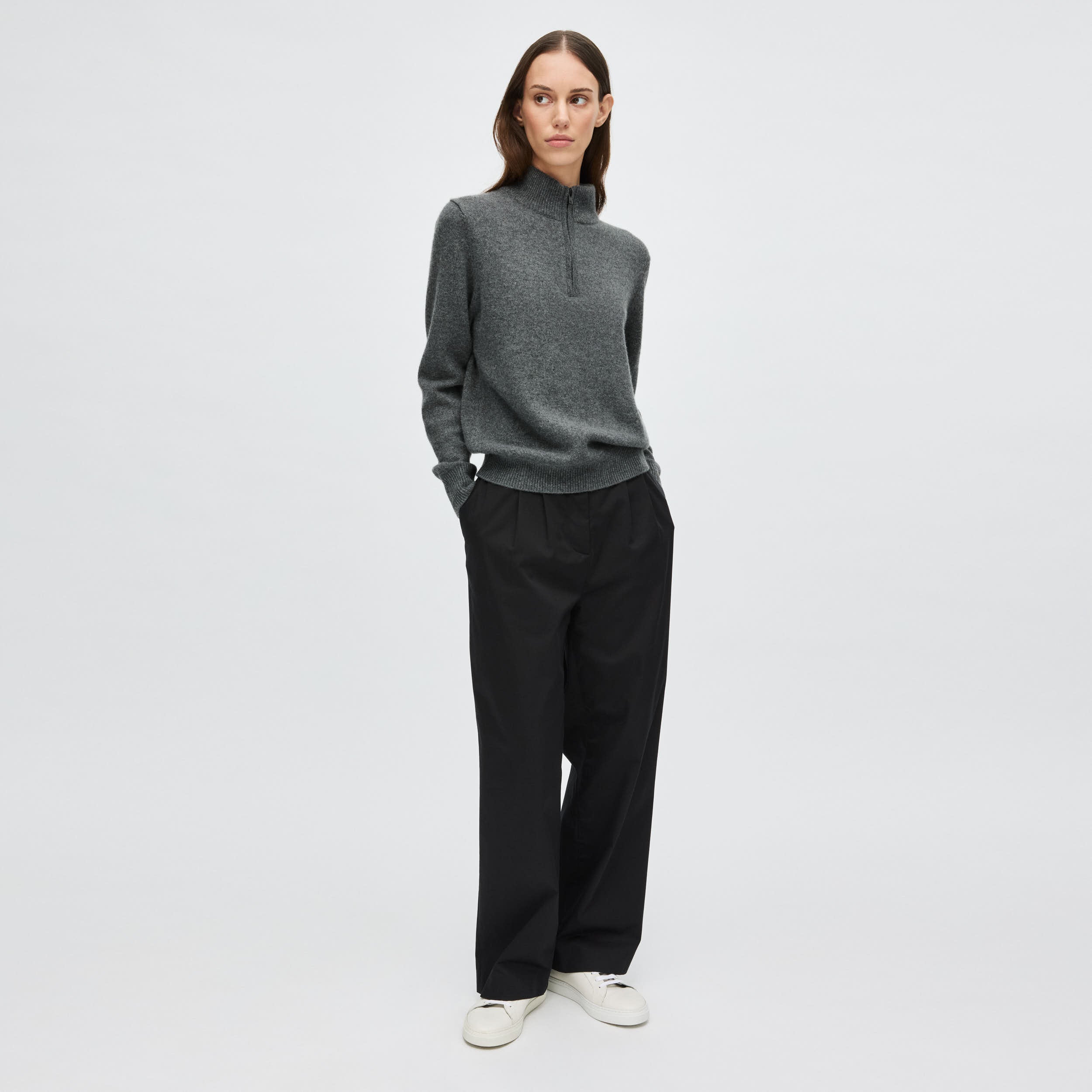 Women's Cashmere Half Zip Sweater - Image 2