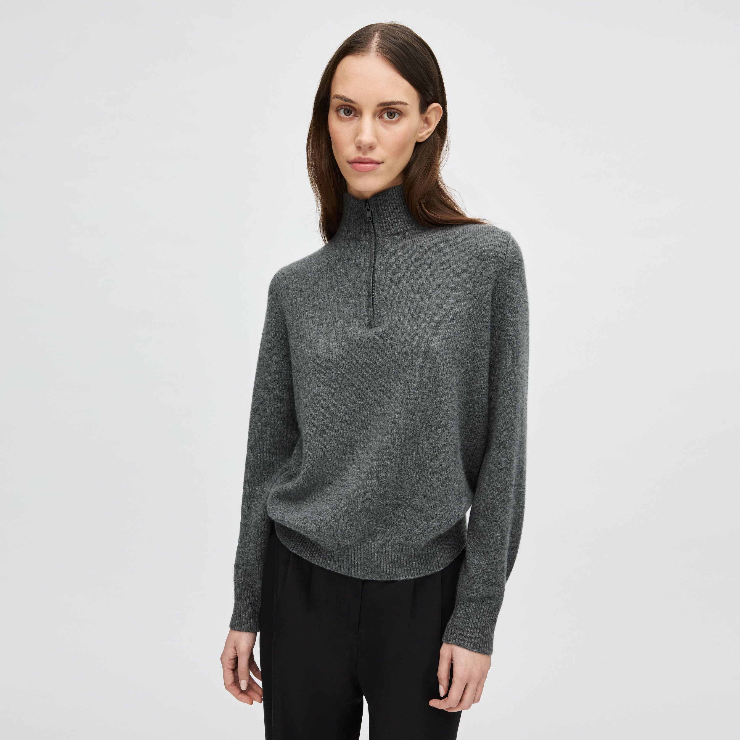 Women's Cashmere Half Zip Sweater - Image 3