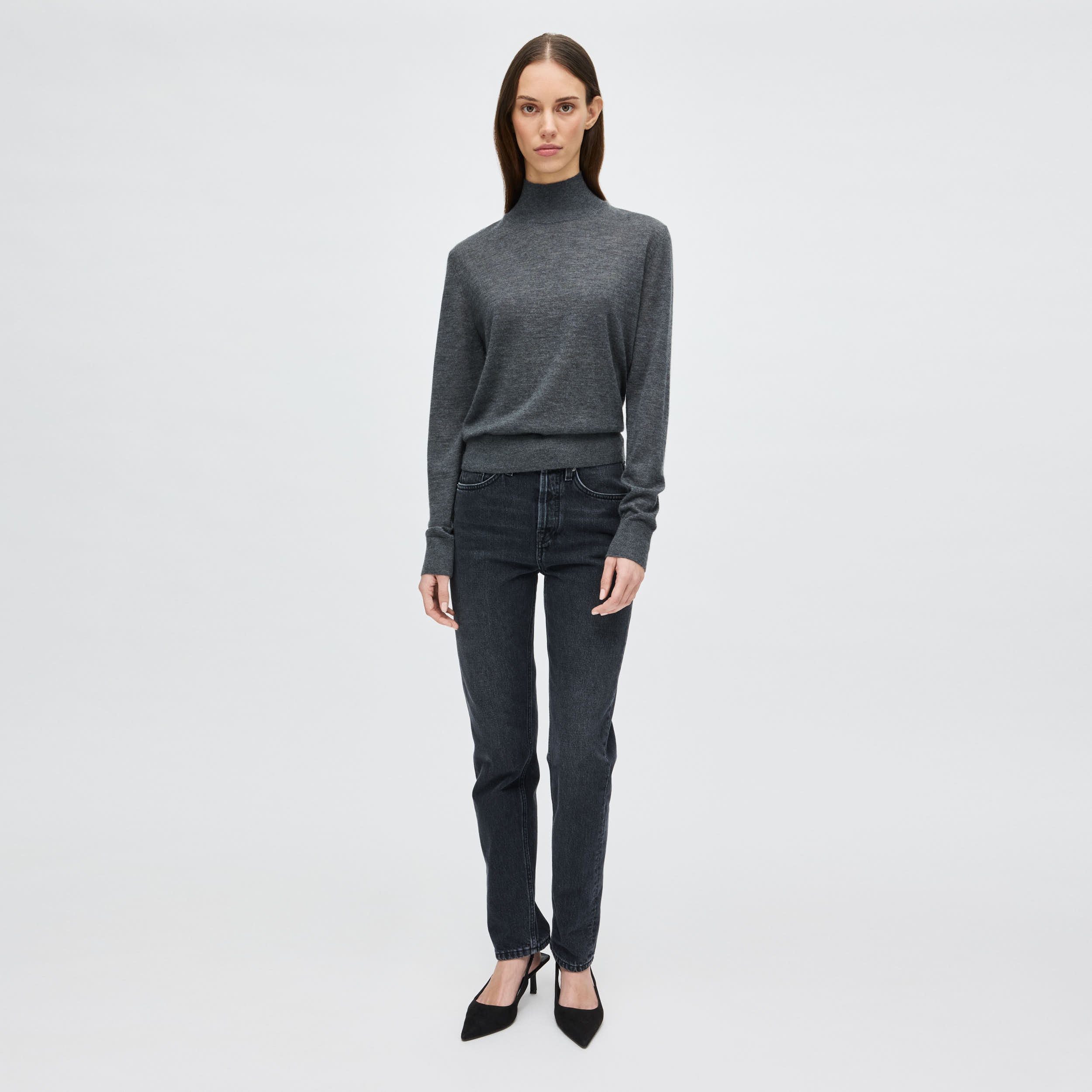 Women's Fine Knit Cashmere High Neck Sweater - Image 8