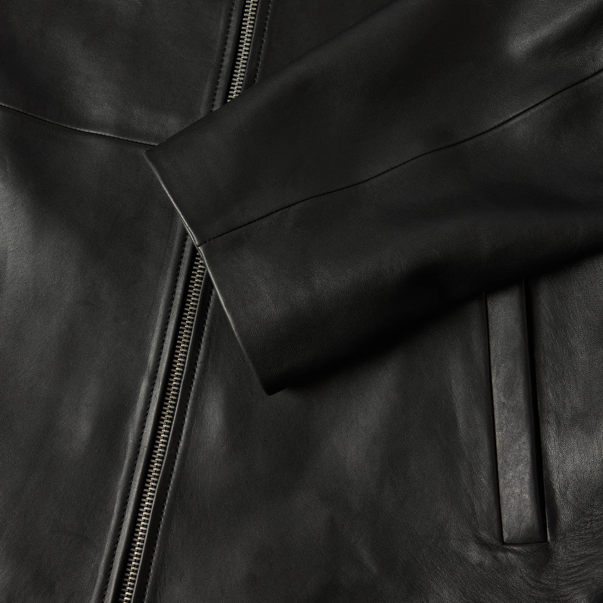 Women's Funnel Neck Leather Jacket - Image 10