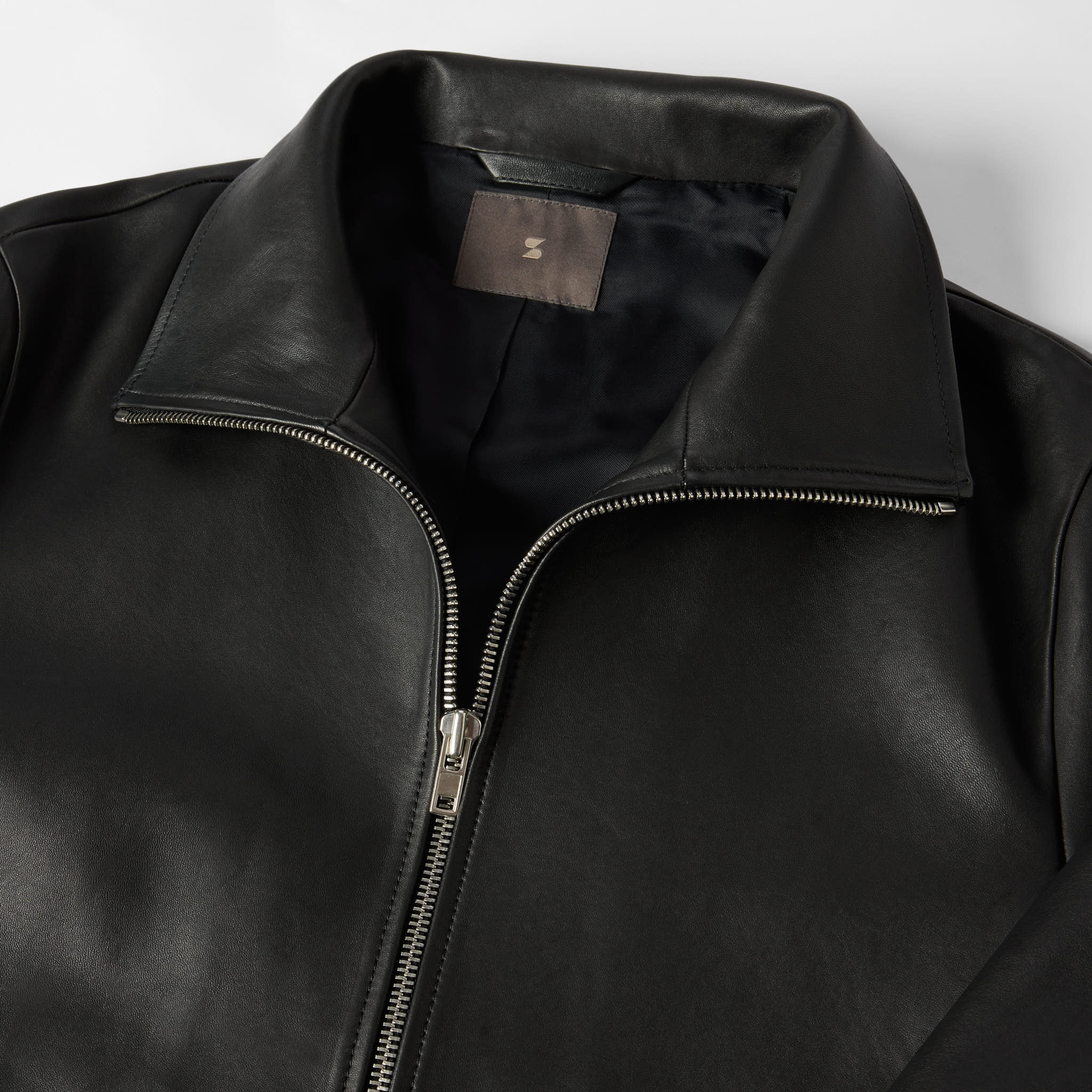 Women's Funnel Neck Leather Jacket - Image 9