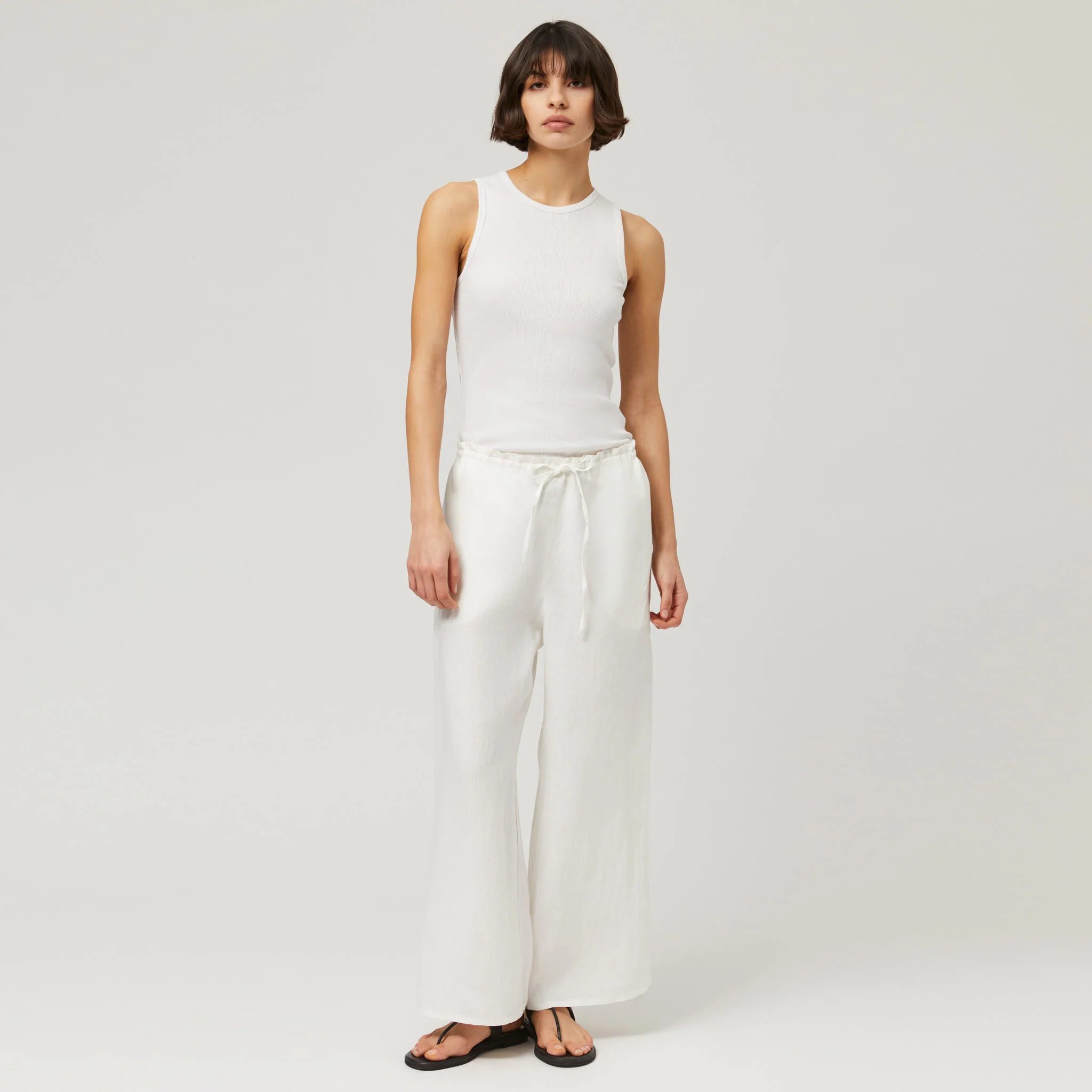 Women's Linen Drawstring Trousers - Image 2