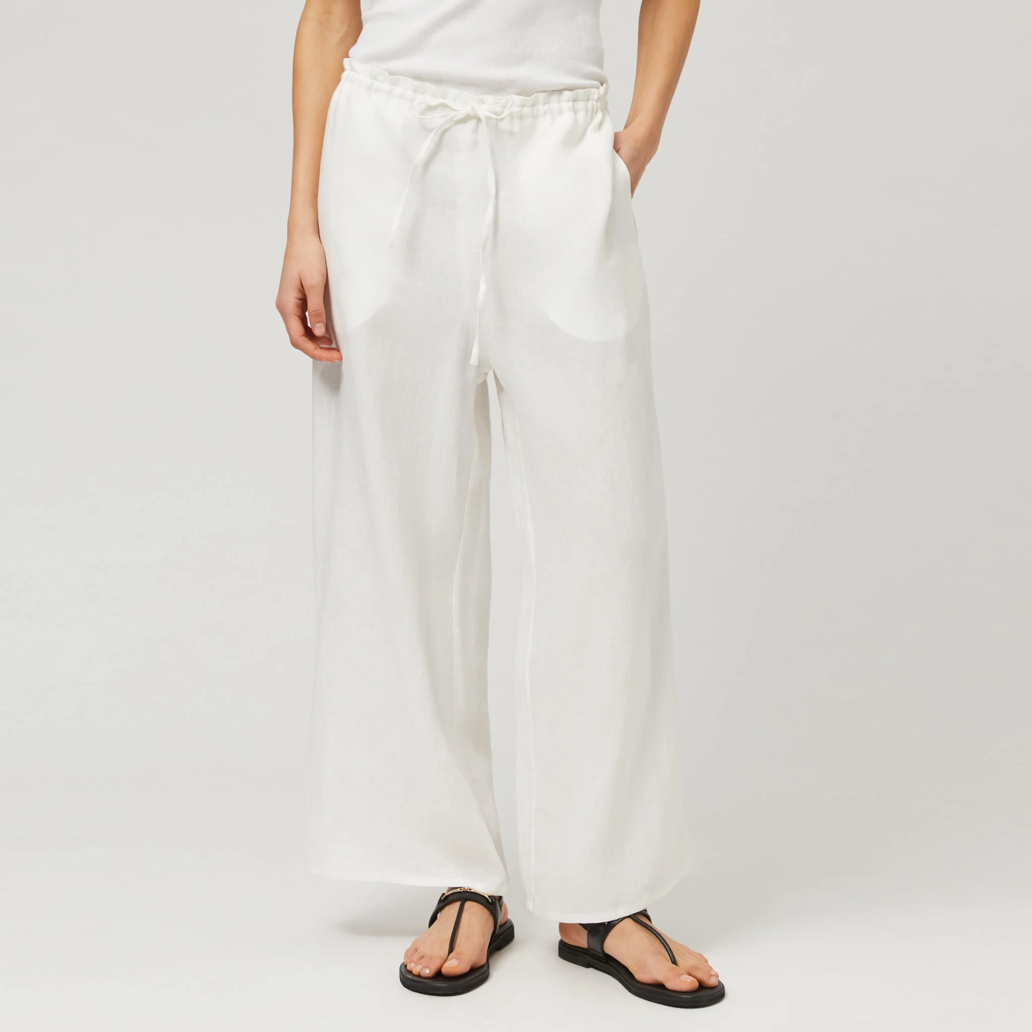 Women's Linen Drawstring Trousers - Image 3