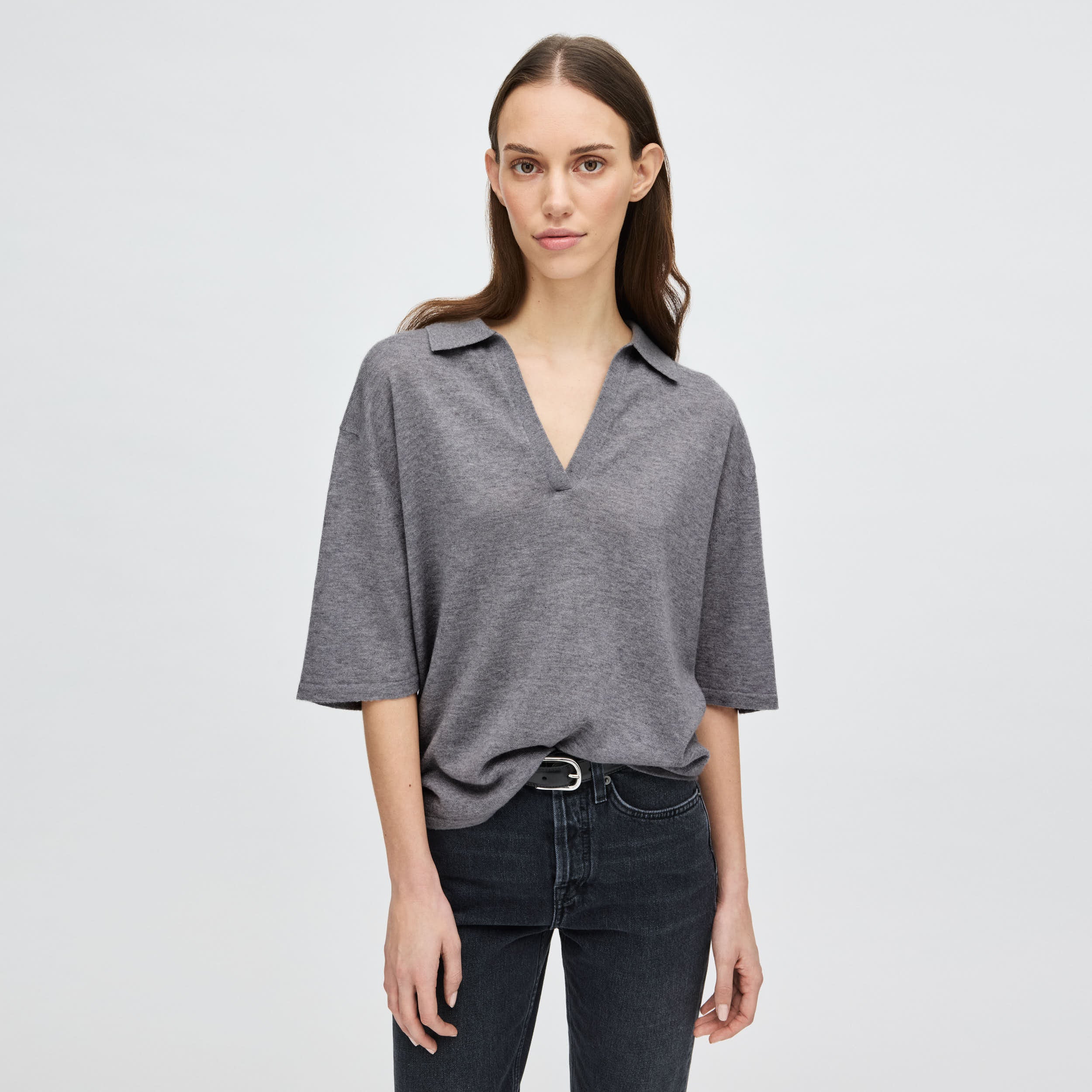 Women's Relaxed Cashmere-Silk Split Neck - Image 13