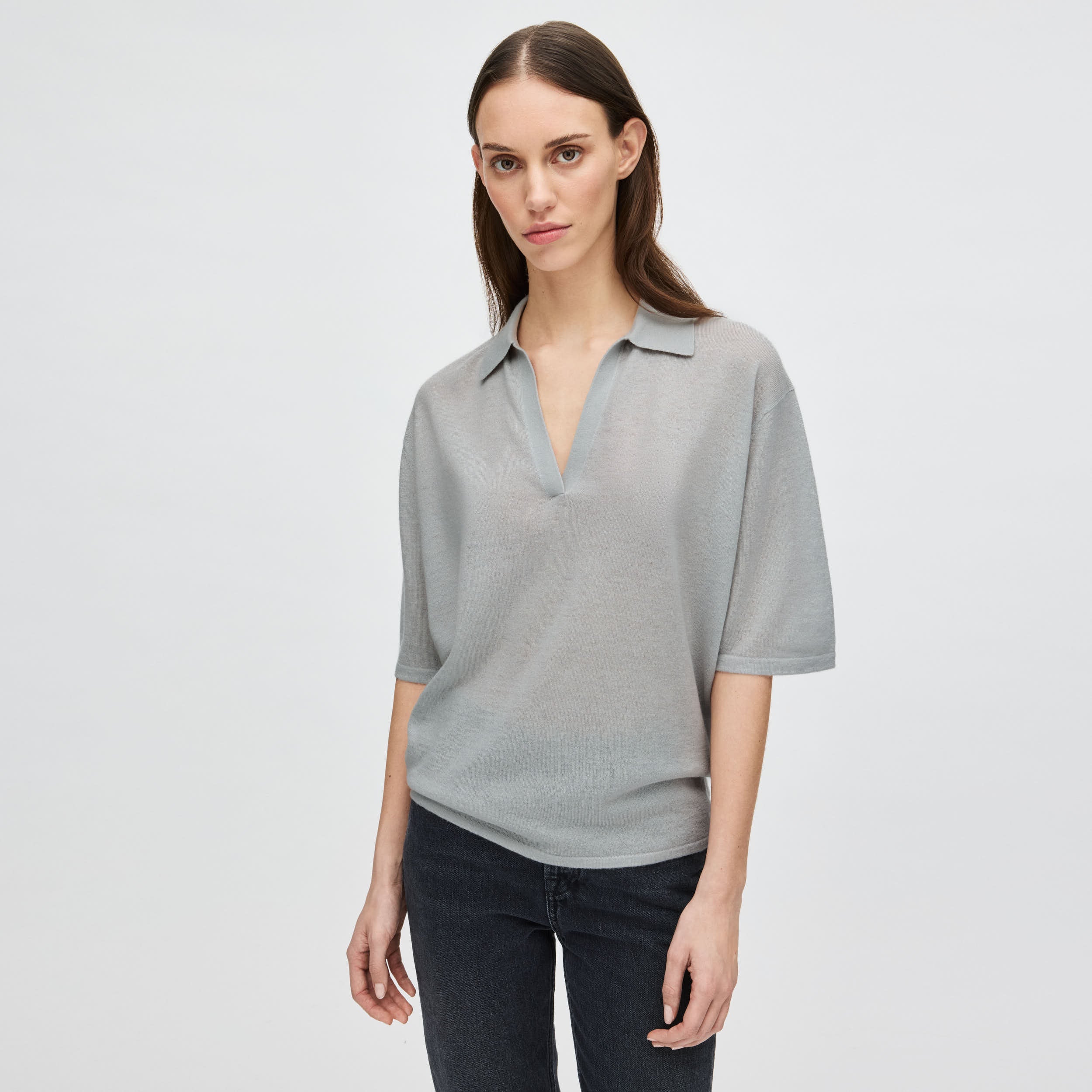 Women's Relaxed Cashmere-Silk Split Neck - Image 3
