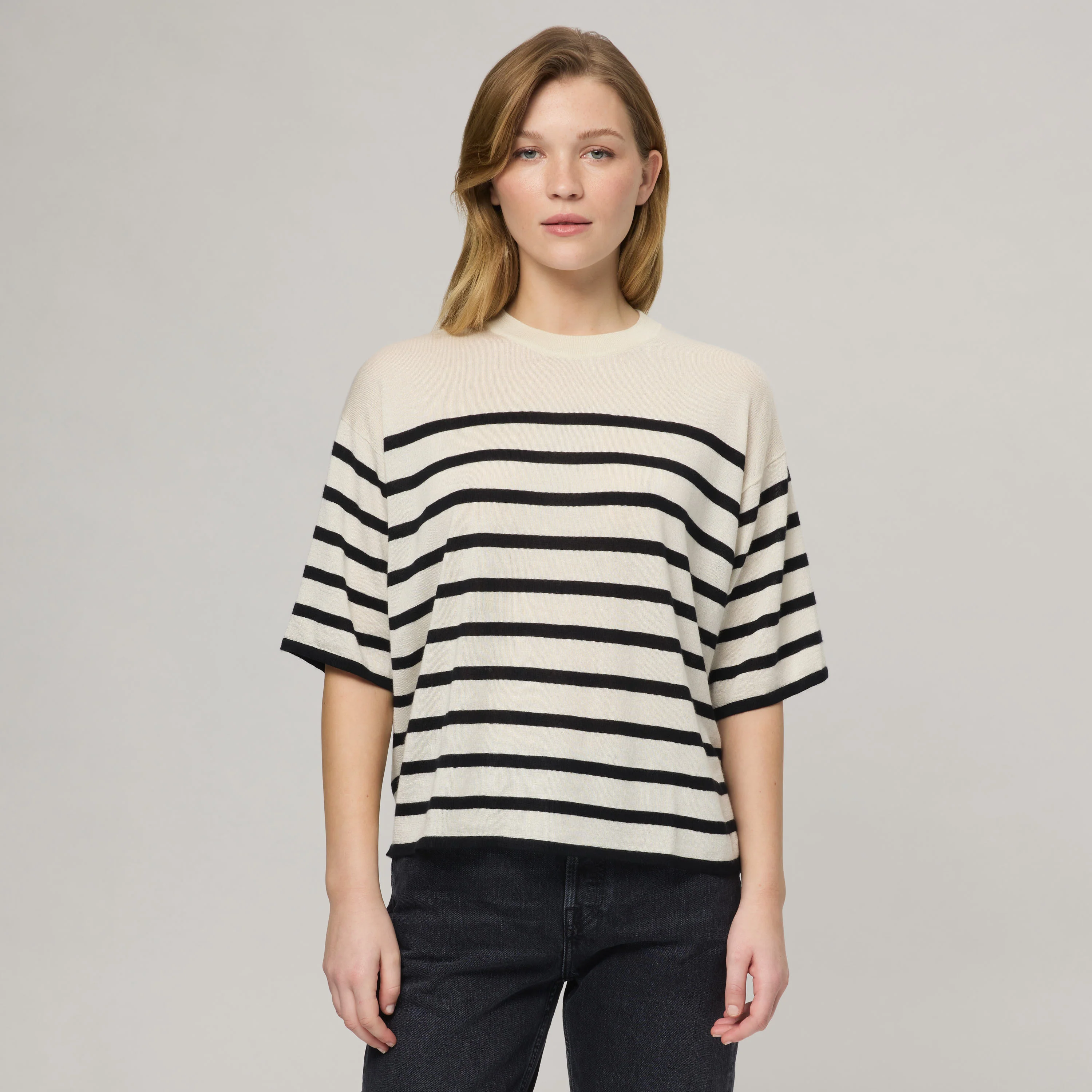 Women's Striped Silk-Cashmere T-shirt - Image 3